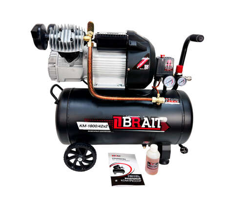 Изображение для Компрессор воздушный коаксиальный Brait KM-1800/42Х2 (1,8кВт) 