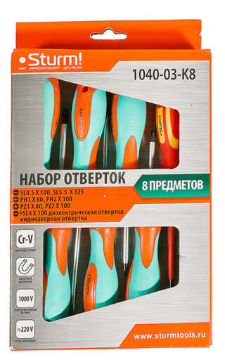 Изображение для Набор отверток 8 шт, тестер напряжения, CrV Sturm!