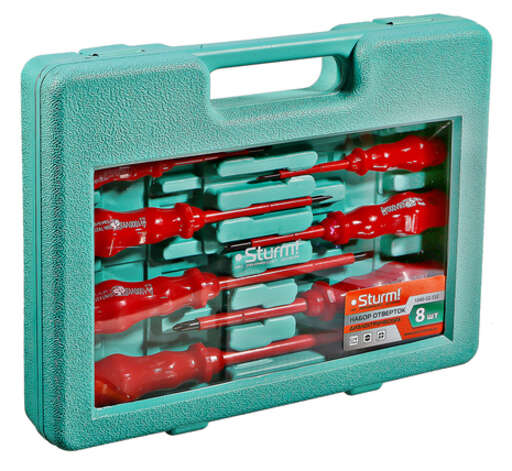 Изображение для Набор отверток диэлектрических 8 шт, пластиковый кейс, CrV Sturm!