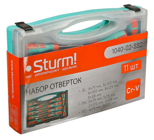 Изображение для Набор отверток 11 предметов, пластиковый кейс, CrV, Sturm!