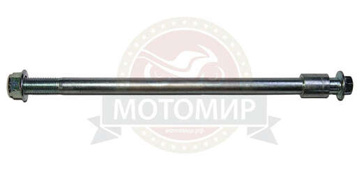 Изображение для Ось переднего колеса (М12*250мм) скутер TRACER ADV в сборе с гайкой и втулкой (Е121) НАБОР