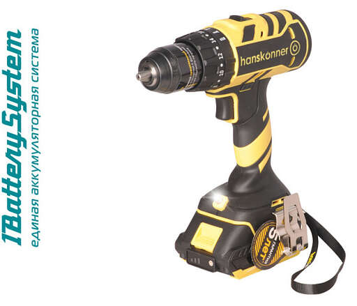 Изображение для Аккумуляторный ударный шуруповерт Hanskonner HCD1865I 1BatterySystem