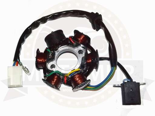 Изображение для Зажигание Альфа Horse голое (без маховика) (6 катушек, 5 провод, колодка плоск. 4 конт+1 пров.)