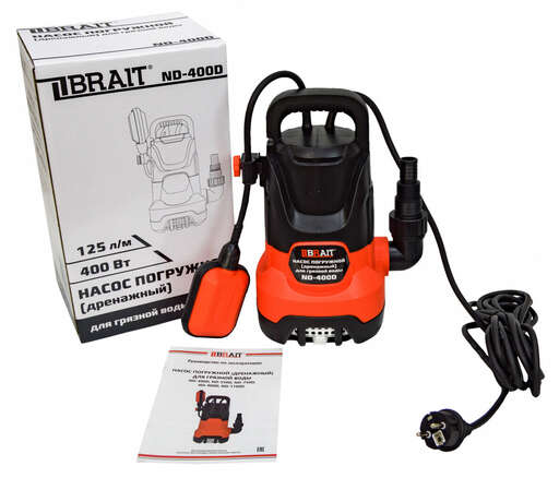 Изображение для Насос дренажный погружной Brait ND-400D (0.4 кВт, грязная вода)
