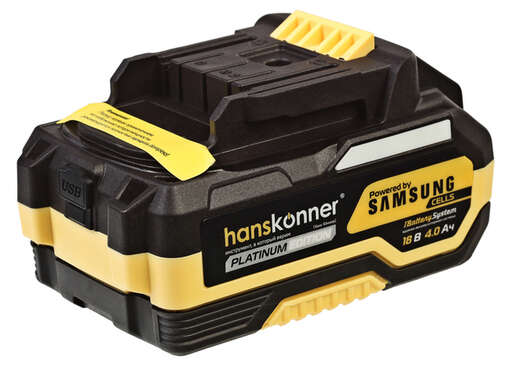 Изображение для HBP2004PRO аккумулятор Hanskonner PLATINUM 18 В, 1BatterySystem, 4.0 Ач, SAMSUNG, блистер