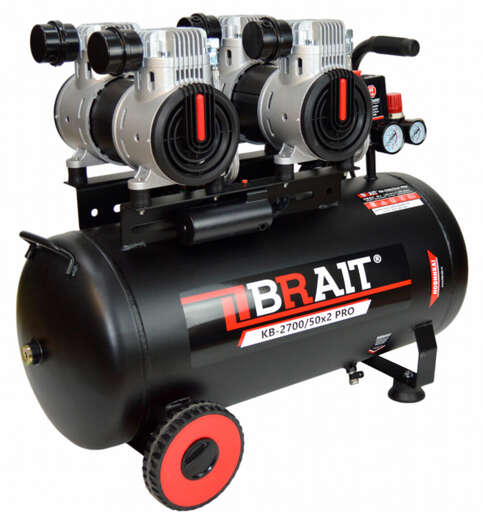 Изображение для Компрессор воздушный Brait KB-2700/50X2 PRO ( 2.7 кВт, 50 л, безмасляный)