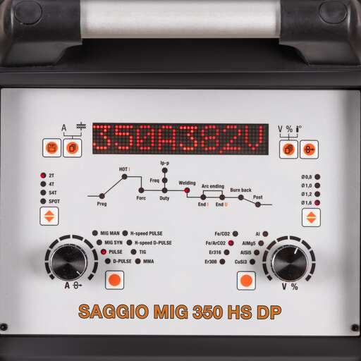 Изображение для Сварочный полуавтомат SAGGIO MIG 350 HS DP (MIG/MAG, MMA, TIG Lift, MIG Pulse, MIG Double Pulse)