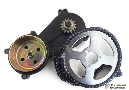 Изображение для Редуктор двигателя 1.5-3 лс в сборе с автоматическим сцеплением (3:1, звезда 54 T8F + цепь 116 T8F)