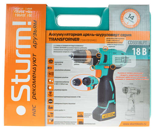 Изображение для Аккумуляторный шуруповерт Sturm! CD3318LPT