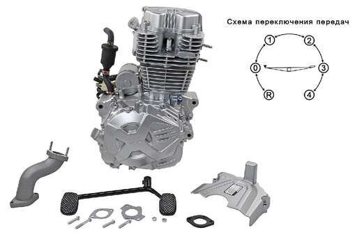 Изображение для Двигатель 169FMM Zongshen 250см3 (МКПП 4+1 реверс, педаль п/п, эл.стартер)