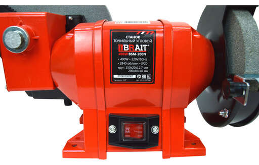 Изображение для Станок точильный угловой  Brait BSM-200N (400Вт, 150х20х12,7мм; 200х40х20мм, 2840 об/мин) 