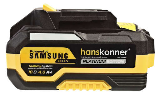 Изображение для HBP2004PRO аккумулятор Hanskonner PLATINUM 18 В, 1BatterySystem, 4.0 Ач, SAMSUNG, блистер