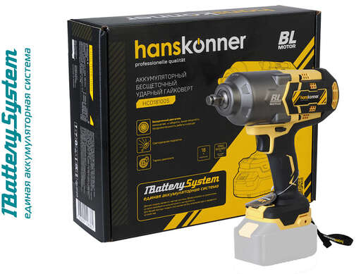 Изображение для Аккумуляторный ударный гайковерт Hanskonner HCD18100S 1BatterySystem