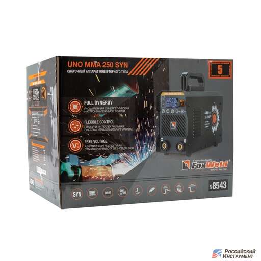 Изображение для Сварочный инверторный аппарат Foxweld UNO MMA 250 SYN (MMA/TIG LIFT, синергетическое управление)