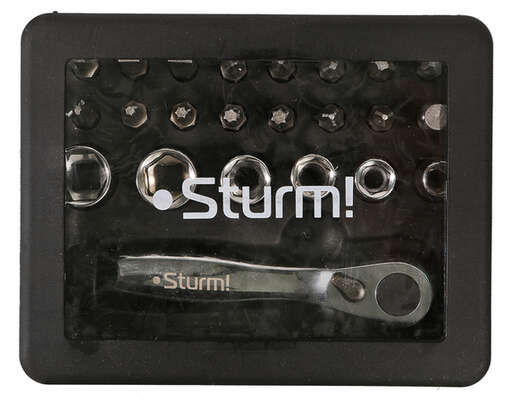 Изображение для Набор бит и головок торцевых, трещотка 72 зуба, 22 предмета, Sturm!