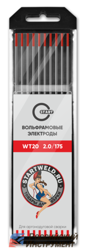 Изображение для Вольфрамовый электрод WT 20 2,0х175 (красный, для сварки сталей, металлов, сплавов, 10 шт)