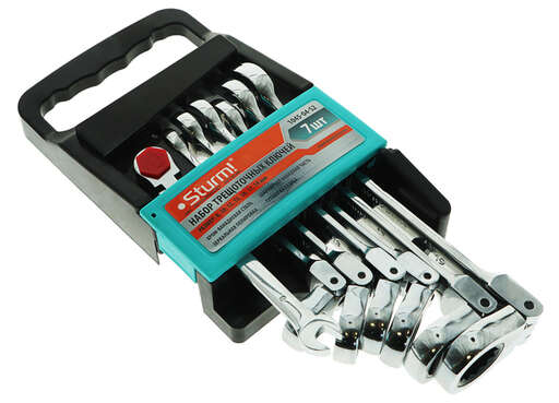 Изображение для Набор ключей комбинированных, трещоточных шарнирных 7 шт Sturm!