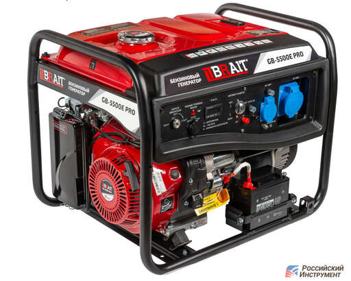 Изображение для Бензиновый генератор Brait GB-5500E PRO (5.5 кВт, электростартер, аккумулятор, медная обмотка, профессиональный) + автозапуск