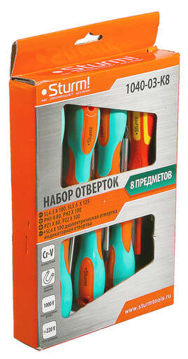 Изображение для Набор отверток 8 шт, тестер напряжения, CrV Sturm!
