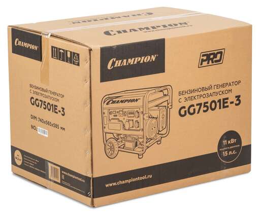 Изображение для Бензиновый генератор CHAMPION GG7501E-3 (7.5 кВт, электростартер, трехфазный)