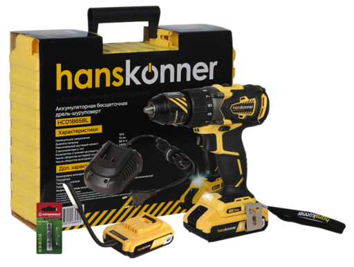 Изображение для Аккумуляторный шуруповерт Hanskonner HCD1865BL Unibattery