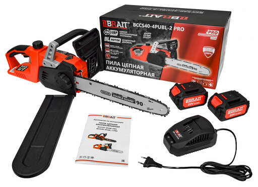 Изображение для Пила цепная аккумуляторная Brait BCCS40-4PUBL-2 PRO ( АКБ 2х 20В \ 4.0Ah)