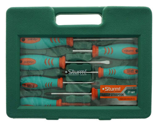 Изображение для Набор отверток и бит 21 шт, пластиковый кейс, CrV, Sturm!