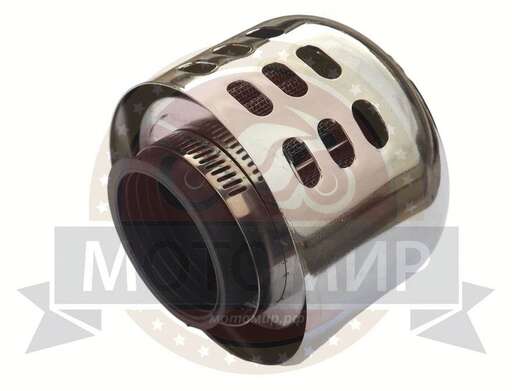 Изображение для Фильтр воздушный нулевого сопротивления (7) ЦИЛИНДР КОРПУС  ХРОМ (d-35 мм) (НАБОР)