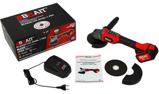 Изображение для МШУ аккумуляторная BRAIT BCAG20/125-4PUBL-1 PRO (125мм, 20Вт, 2500-11500об/мин, плавный пуск, бесщёточный двигатель)