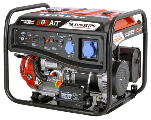Изображение для Генератор бензиновый Brait GB-5500SE PRO (5.5 кВт, электростартер, возможность автозапуска, пусковой ток 9.4 кВт)