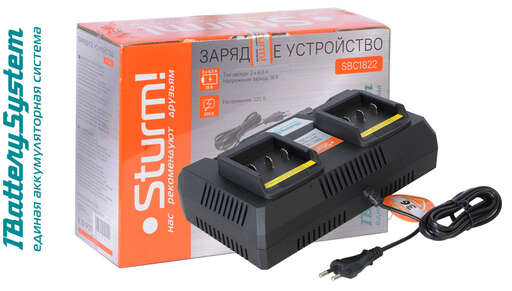 Изображение для SBC1822 зарядное устройство Sturm! 1BatterySystem 18 В, 2 x 4 А для двух батарей