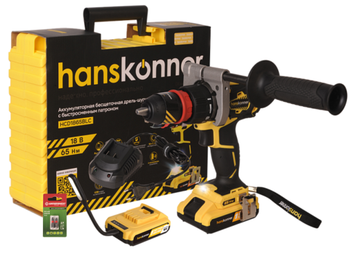 Изображение для Аккумуляторный шуруповерт Hanskonner HCD1865BLC Unibattery