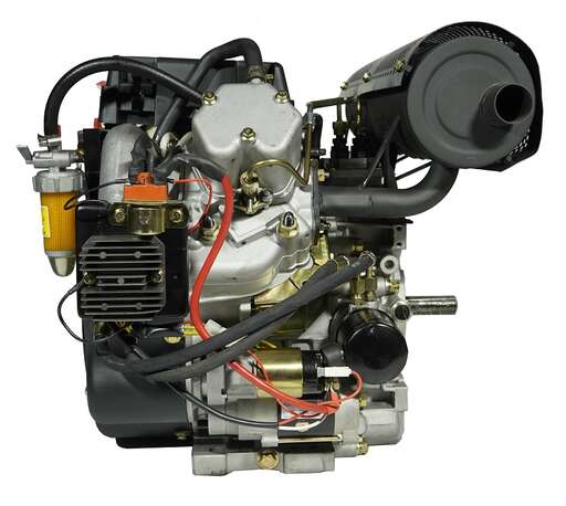 Изображение для Двигатель дизельный двухцилиндровый Habert HD2V910 20А (22 лс, электростартер, катушка освещения 20А, вал