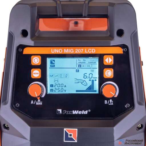 Изображение для Сварочный полуавтомат Foxweld UNO MIG 207 LCD (синергетическое управление, MMA/MIG-MAG/TIG LIFT)