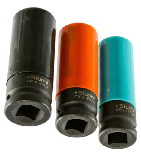 Изображение для Набор головок, 1/2", 3 шт, пластиковый кейс, CrV Sturm!