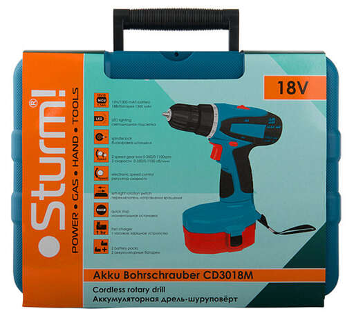Изображение для Аккумуляторный шуруповерт Sturm! CD3018M