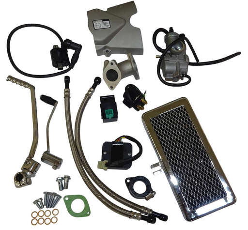 Изображение для Двигатель четырехтактный, 190 см3+РАДИАТ ZS190E(ZS1P62YML-2), масляное охлаждение, МКПП5,все вверх,эл+кикстартер, нижний электростартер для питбайков