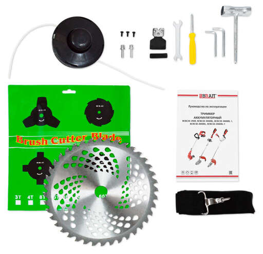 Изображение для Триммер аккумуляторный Brait BCBC40-4NMBL-1 (850Вт; 42В; 4Ач; велоруль,8000об/мин; диаметр реж. лески 2-2,4мм; в комп:2АКБx21В,З/У)