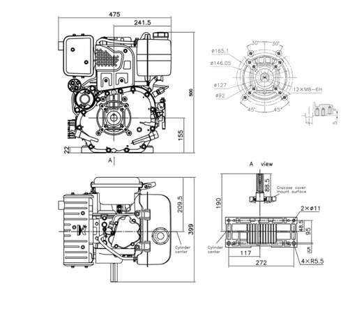 Изображение для Двигатель Loncin Diesel D460FD 5А (10.5 лс, ∅ 25 мм, электростартер, катушка освещения 5А)