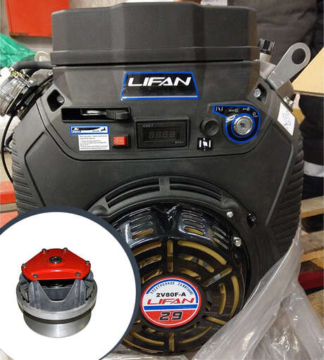 Изображение для Двигатель Lifan 2V80F-A 3A (29 лс, электростартер, катушка 3А) + вариатор Сафари