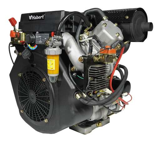 Изображение для Двигатель дизельный двухцилиндровый Habert HD2V910 20А (22 лс, электростартер, катушка освещения 20А, вал
