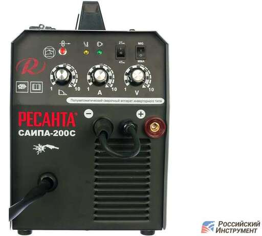 Изображение для Сварочный полуавтомат Ресанта САИПА-200С (встроенная горелка, MMA/MIG-MAG)