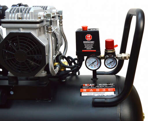 Изображение для Компрессор воздушный BRAIT KB-2500/90X2 (2.5 кВт, безмасляный, 2 цилиндра)
