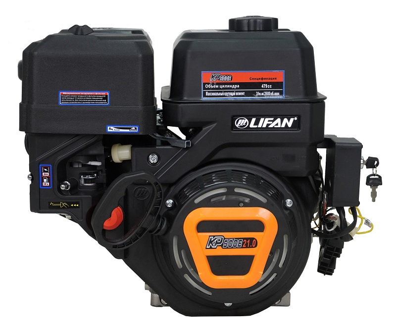 Изображение для Двигатель Lifan KP500E 18А (21 лс, 25 мм, фильтр зима-лето, электростартер, катушка освещения 18А)