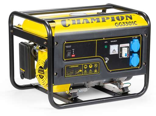 Изображение для Бензиновый генератор CHAMPION GG3301C (3.1 кВт, пусковой ток 7 кВт)