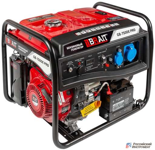 Изображение для Бензиновый генератор Brait GB-7500E PRO (7.5 кВт, электростартер, медная обмотка, аккумулятор, профессиональный) + автозапуск