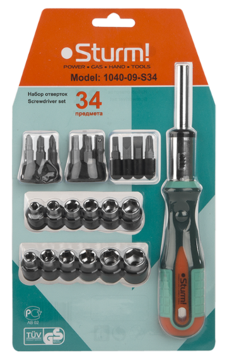 Изображение для Отвертка с насадками, 34 предметов, CrV Sturm!