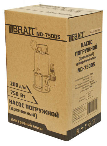 Изображение для Насос дренажный погружной Brait ND-750DS (0.75 кВт, грязная вода)