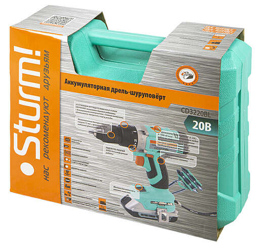 Изображение для Аккумуляторный шуруповерт Sturm! CD3220BL