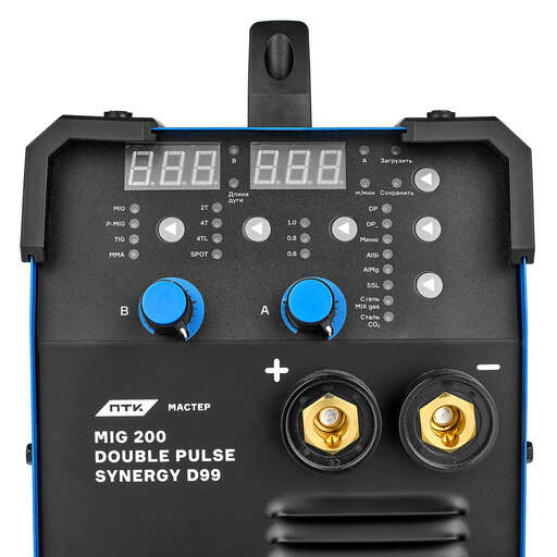 Изображение для Сварочный полуавтомат ПТК МАСТЕР MIG 200 DOUBLE PULSE SYNERGY D99 (MMA/MIG-MAG/Lift TIG, импульсный, синергетик, алюминий)